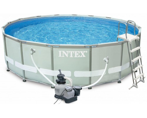 Каркасный бассейн Ultra Frame, 488х122см, 19156л, песочн.фил-насос 4500л/ч, лестн., тент, подстилка, Intex, 28324