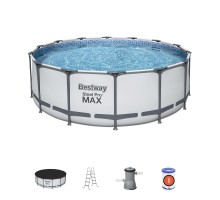 Каркасный бассейн Steel Pro Max 427х122см, 15232л, фил.-насос 3028л/ч, лестница, тент, Bestway, 5612X BW