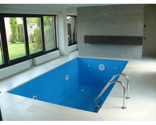 Лайнерный бассейн 3.5×2.5×1.5м (Классический голубой + освещение + противоток)